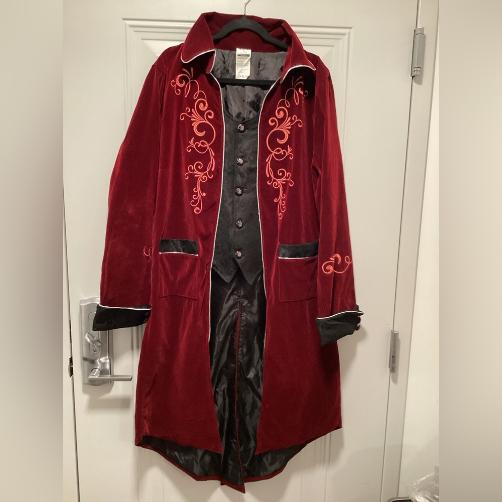 Spooktacular Creations Wine Red Medieval Steampunk Tail Coat Costume Size XL